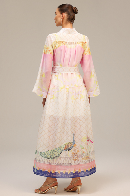 Donna Long Sleeves Floral Printed Maxi Dress