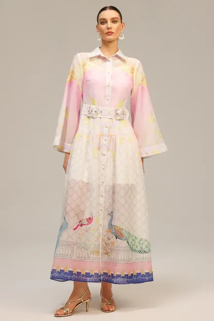 Donna Long Sleeves Floral Printed Maxi Dress