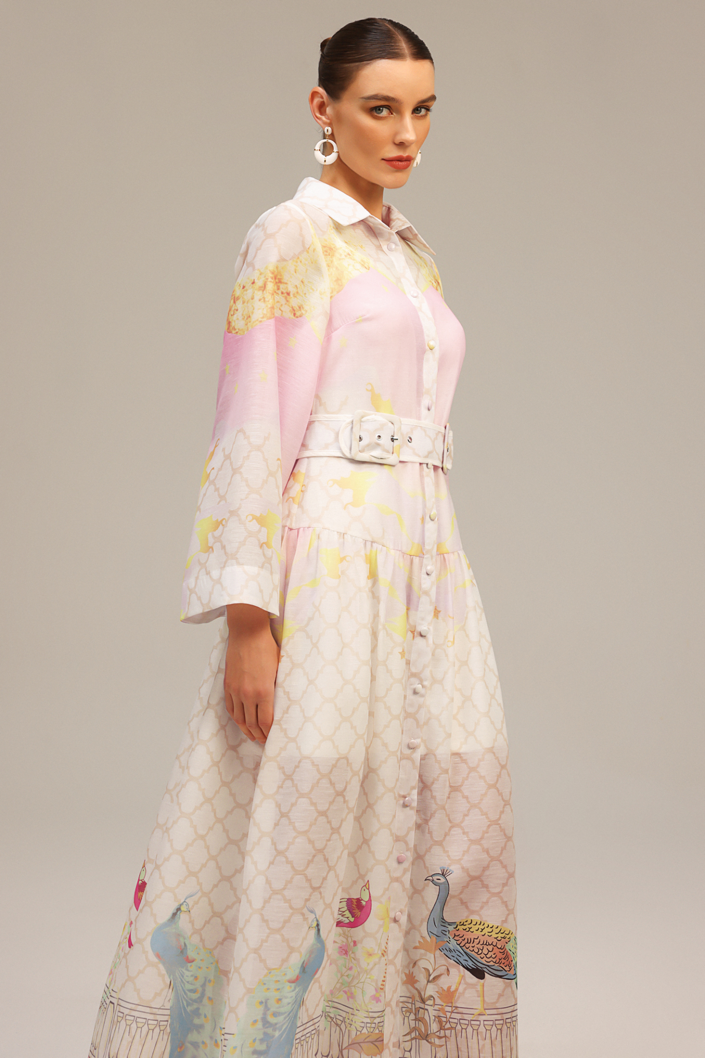 Donna Long Sleeves Floral Printed Maxi Dress