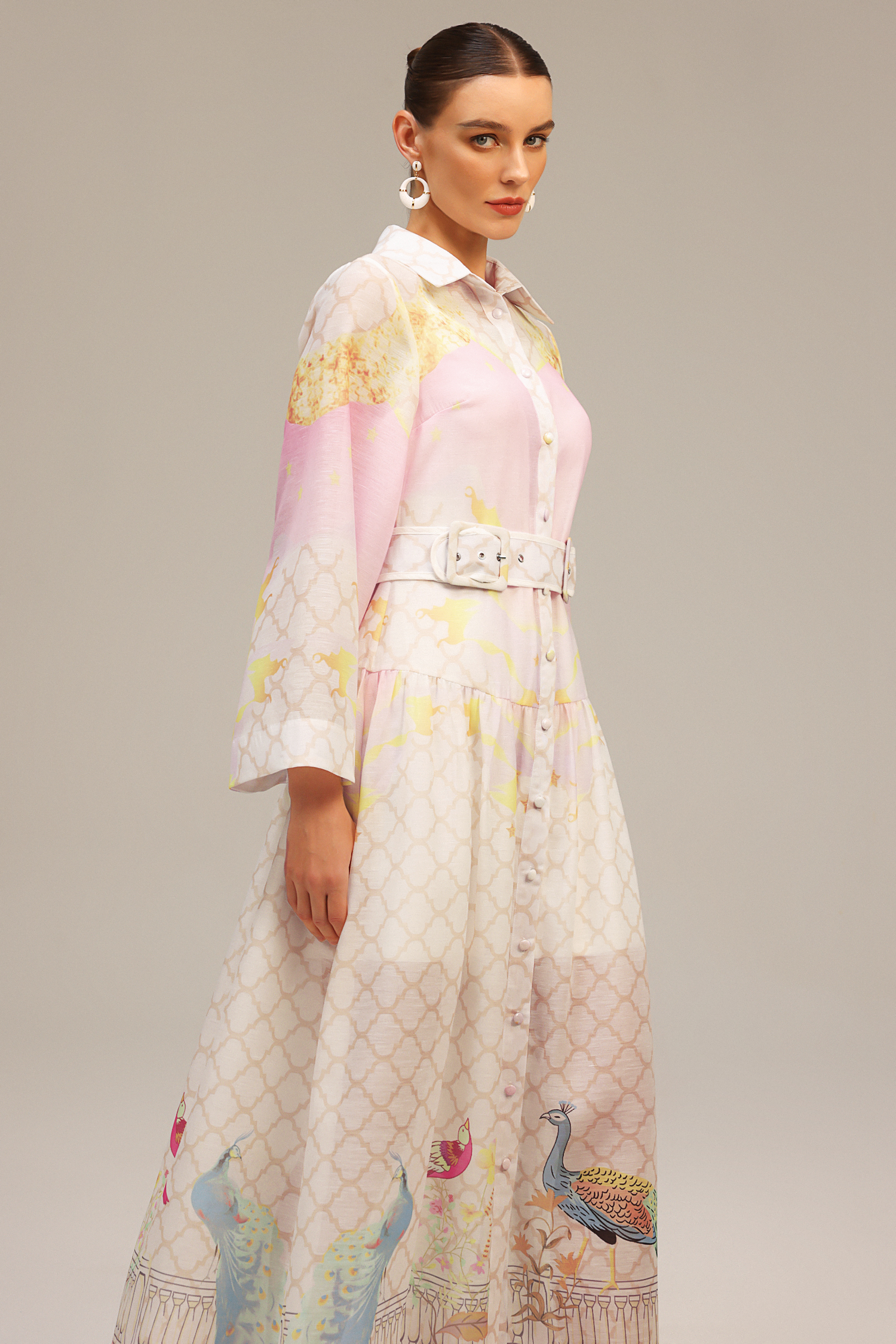 Donna Long Sleeves Floral Printed Maxi Dress