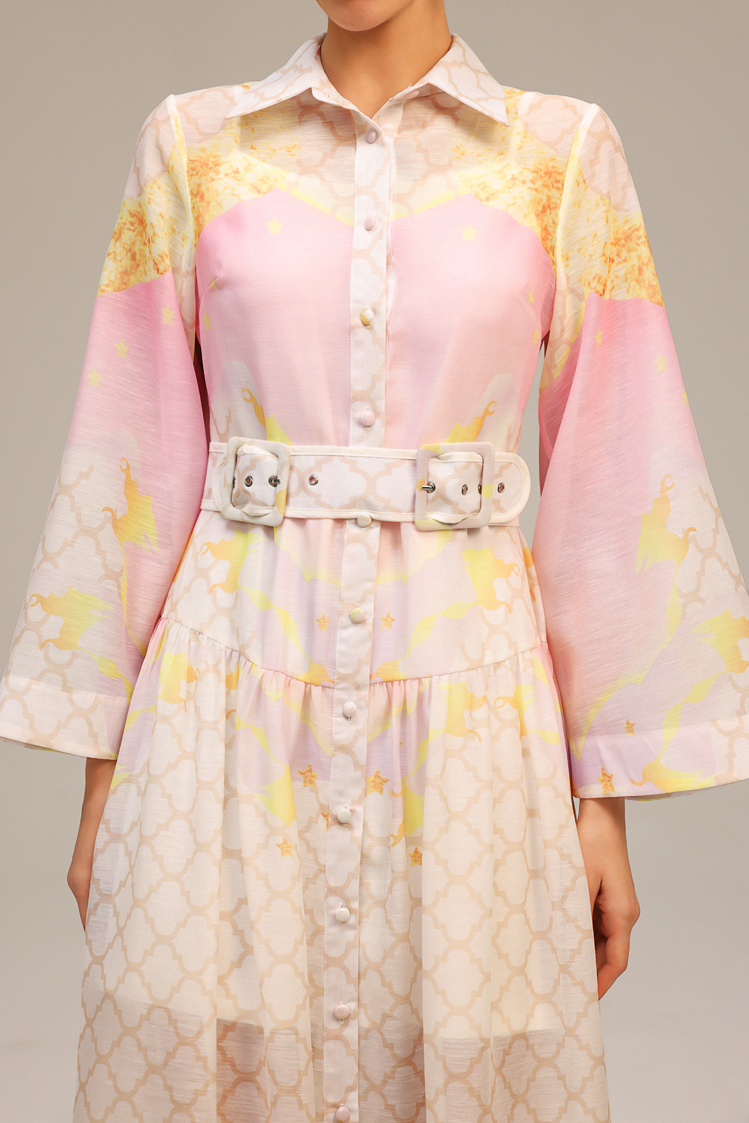 Donna Long Sleeves Floral Printed Maxi Dress