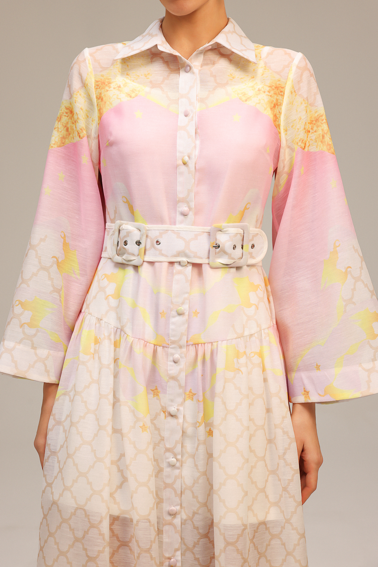 Donna Long Sleeves Floral Printed Maxi Dress