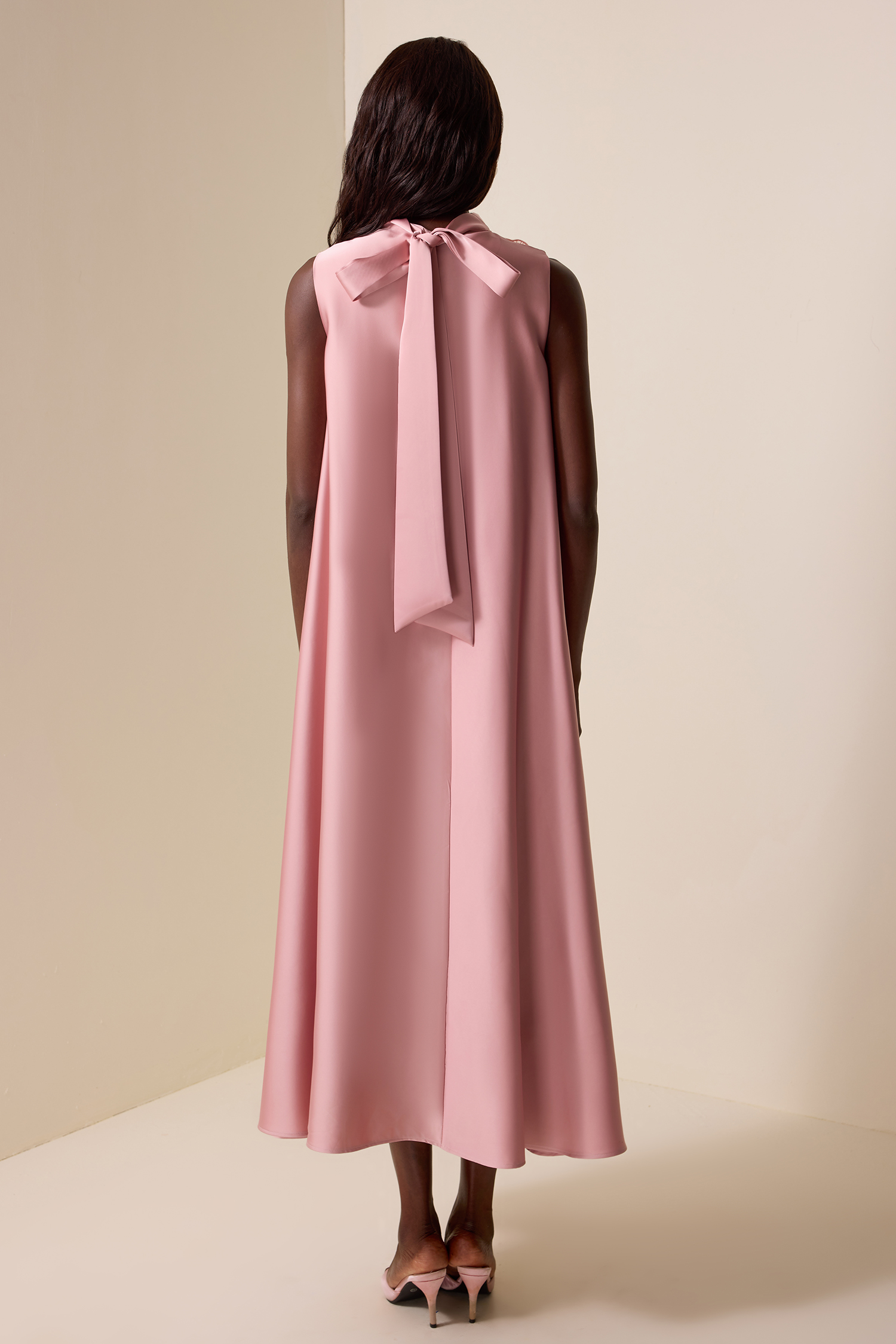 Tasha Satin Sleeveless Midi Dress