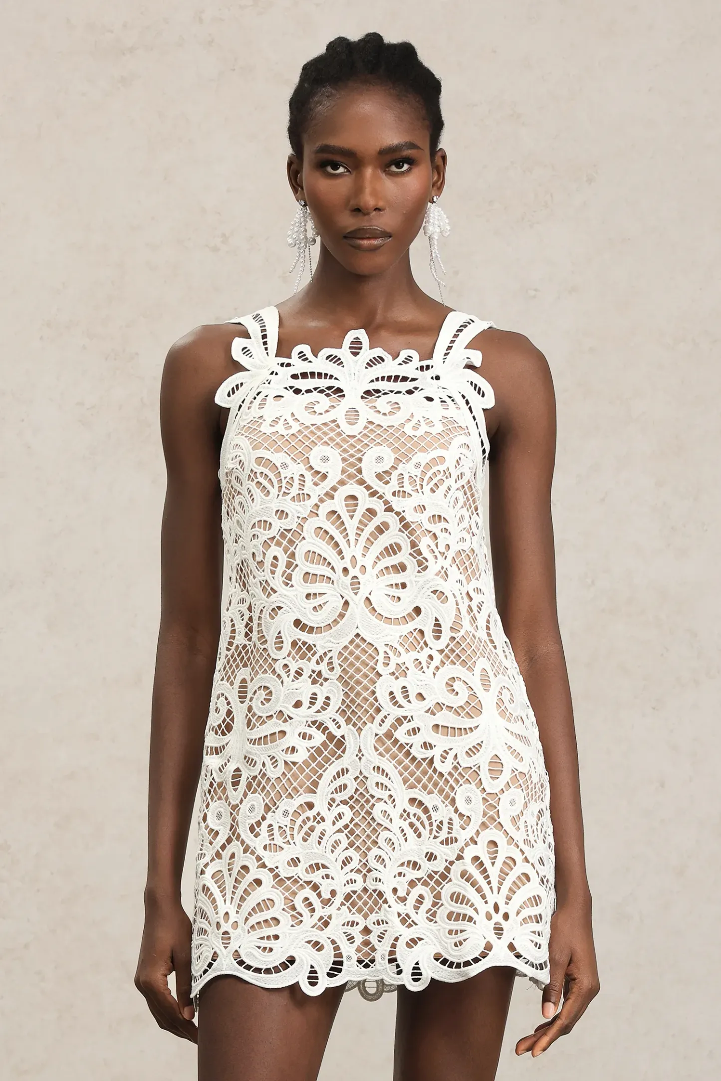 Enrica Halter Lace Hollow Out Mini Dress