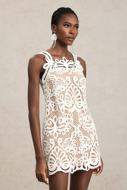 Enrica Halter Lace Hollow Out Mini Dress