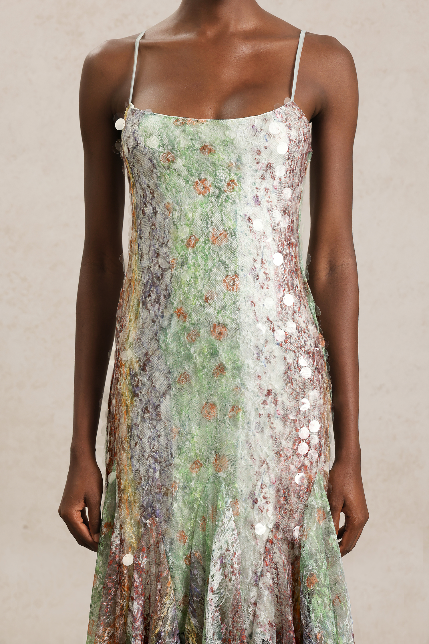 Priscilla Halter Printed Sequin Maxi Dress