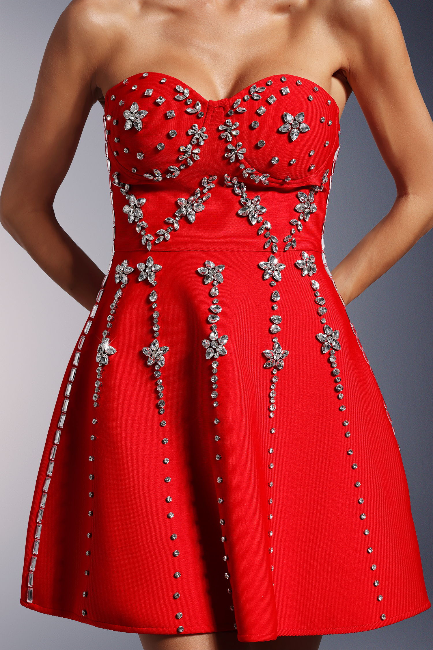 Katelin Strapless Diamond Bandage Mini Dress