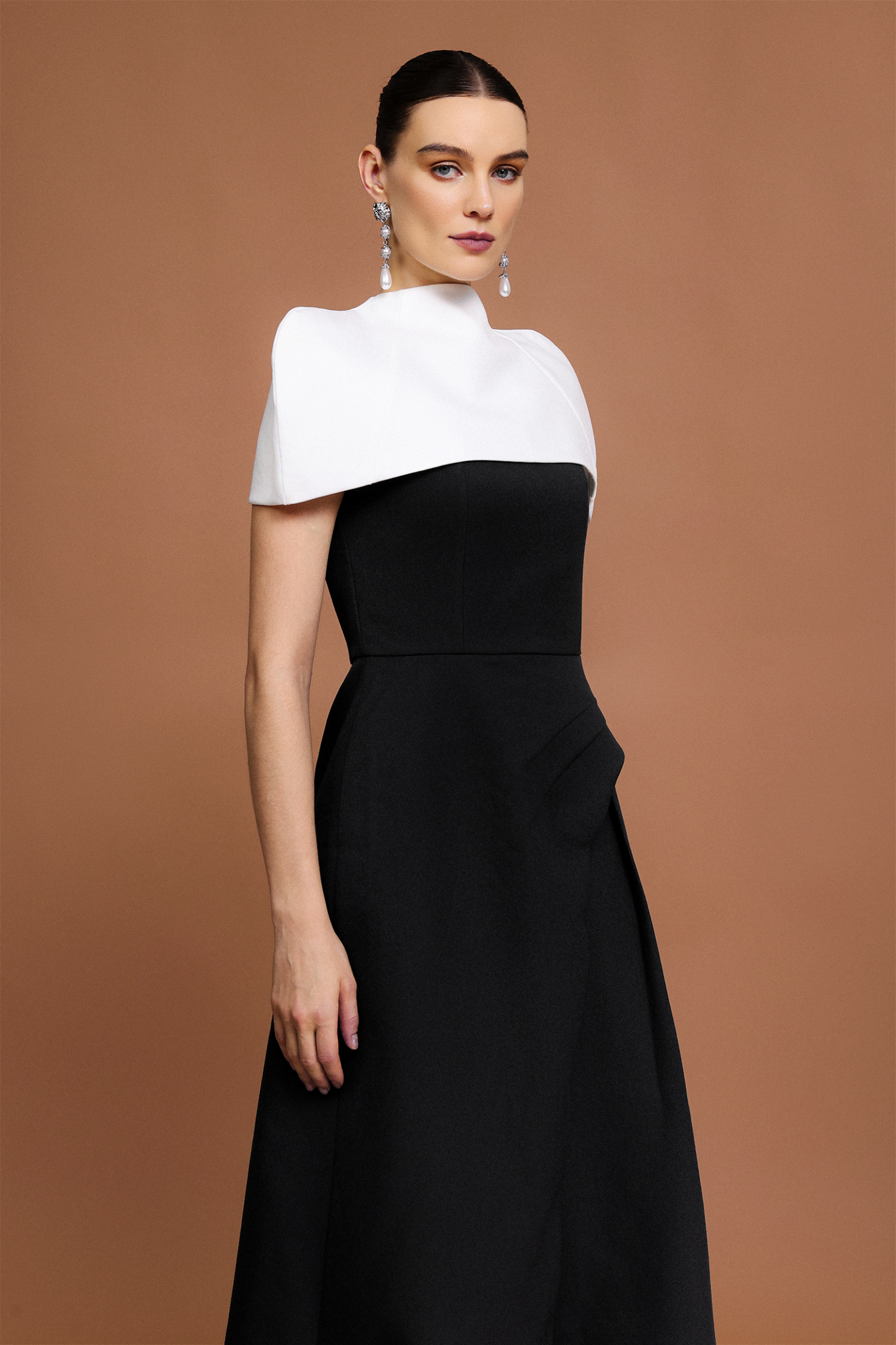 Kaci Halter Asymmetric Folds Tippet And Dress Two-Piece Set