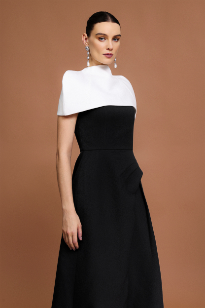 Kaci Halter Asymmetric Folds Tippet And Dress Two-Piece Set