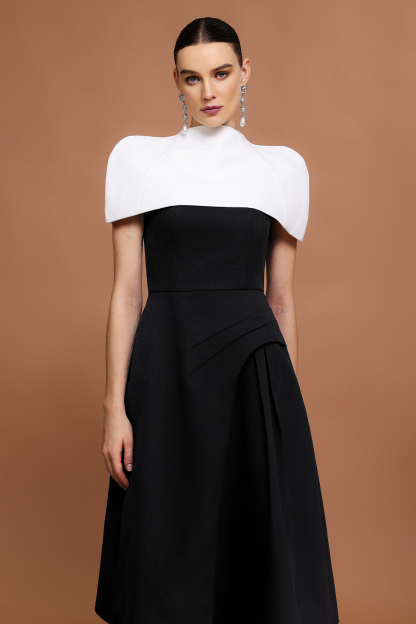 Kaci Halter Asymmetric Folds Tippet And Dress Two-Piece Set