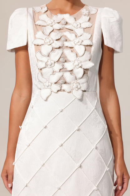 Valerie Round Neck Short Sleeve Diamond Mini Dress