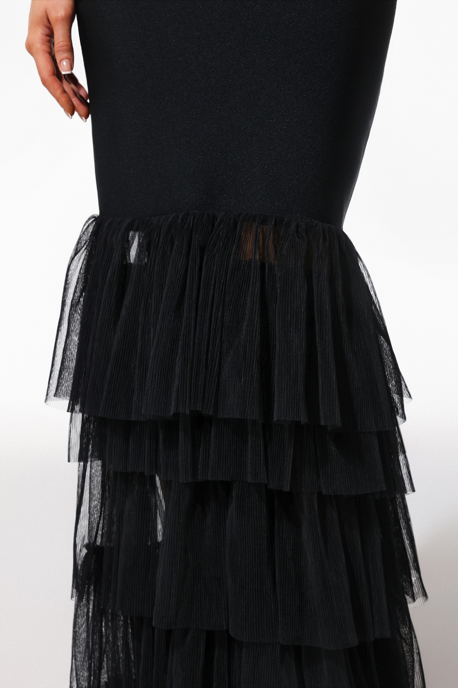 Stephanie Sleeveless Fish Tail Mesh Yarn Bandage Maxi Dress