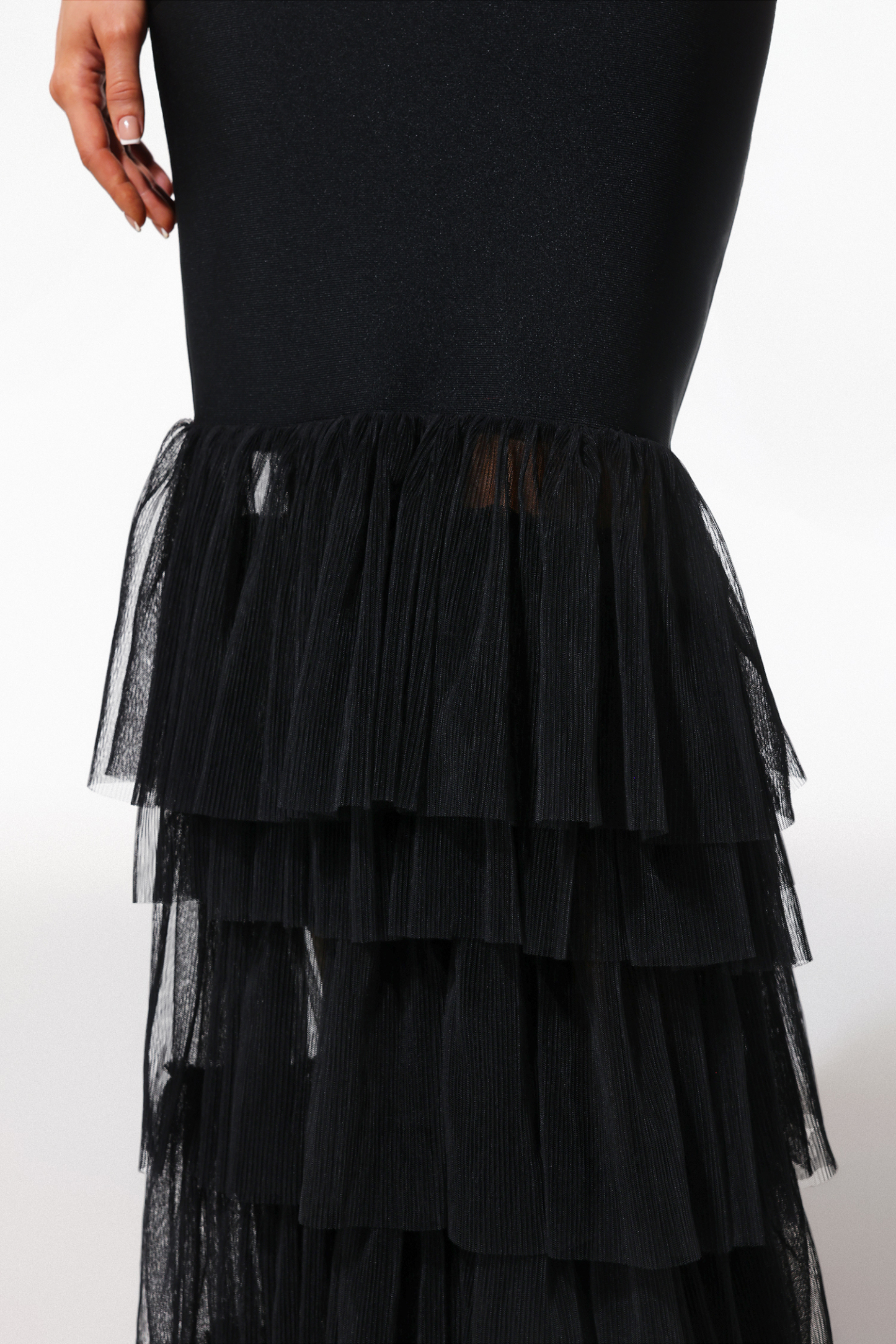 Stephanie Sleeveless Fish Tail Mesh Yarn Bandage Maxi Dress