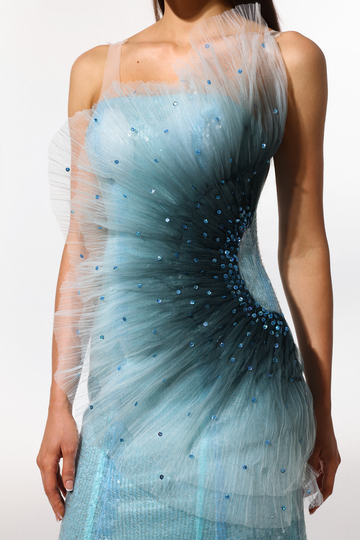 Amelia Sleeveless Fish Tail Sequins Maxi Dress