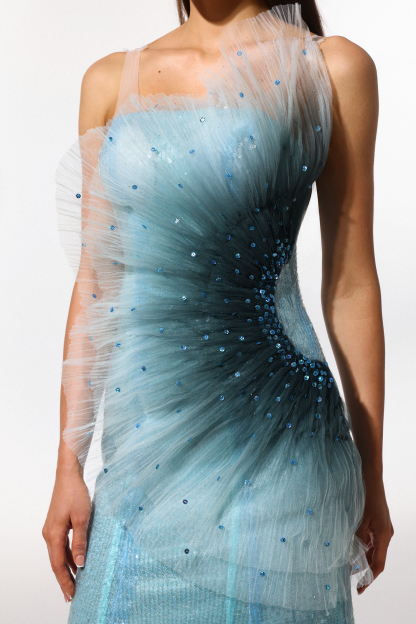 Amelia Sleeveless Fish Tail Sequins Maxi Dress