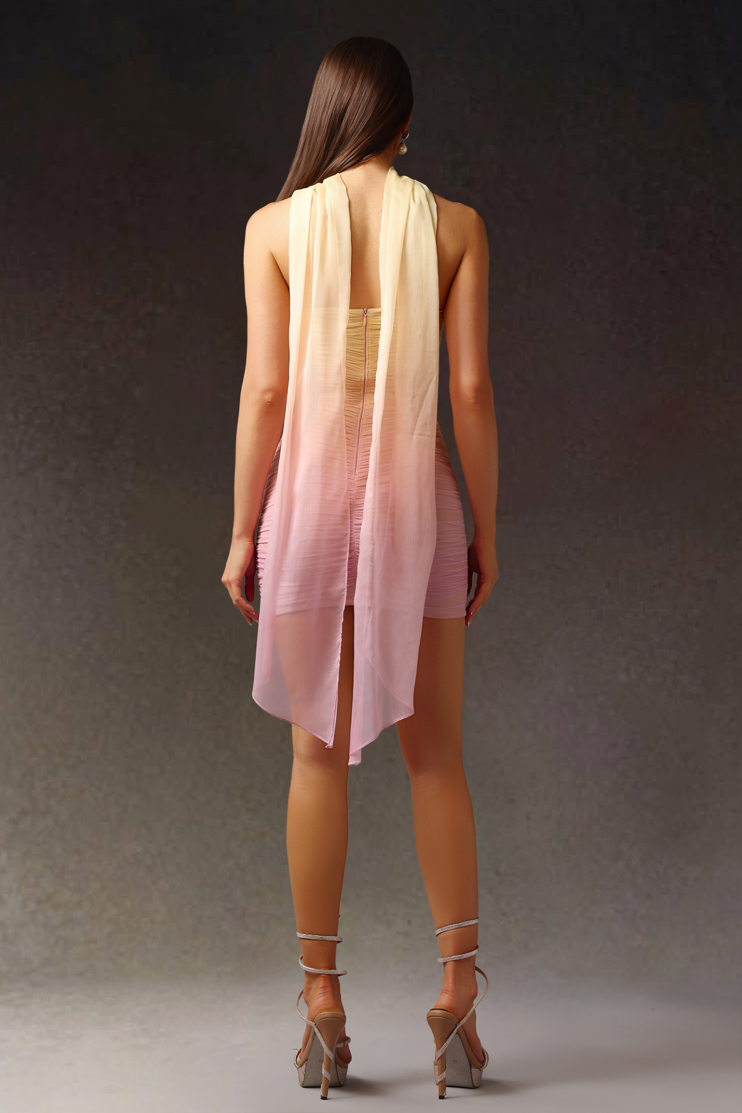 Eva Off-The-Shoulder Sleeveless Ribbon Mini Dress