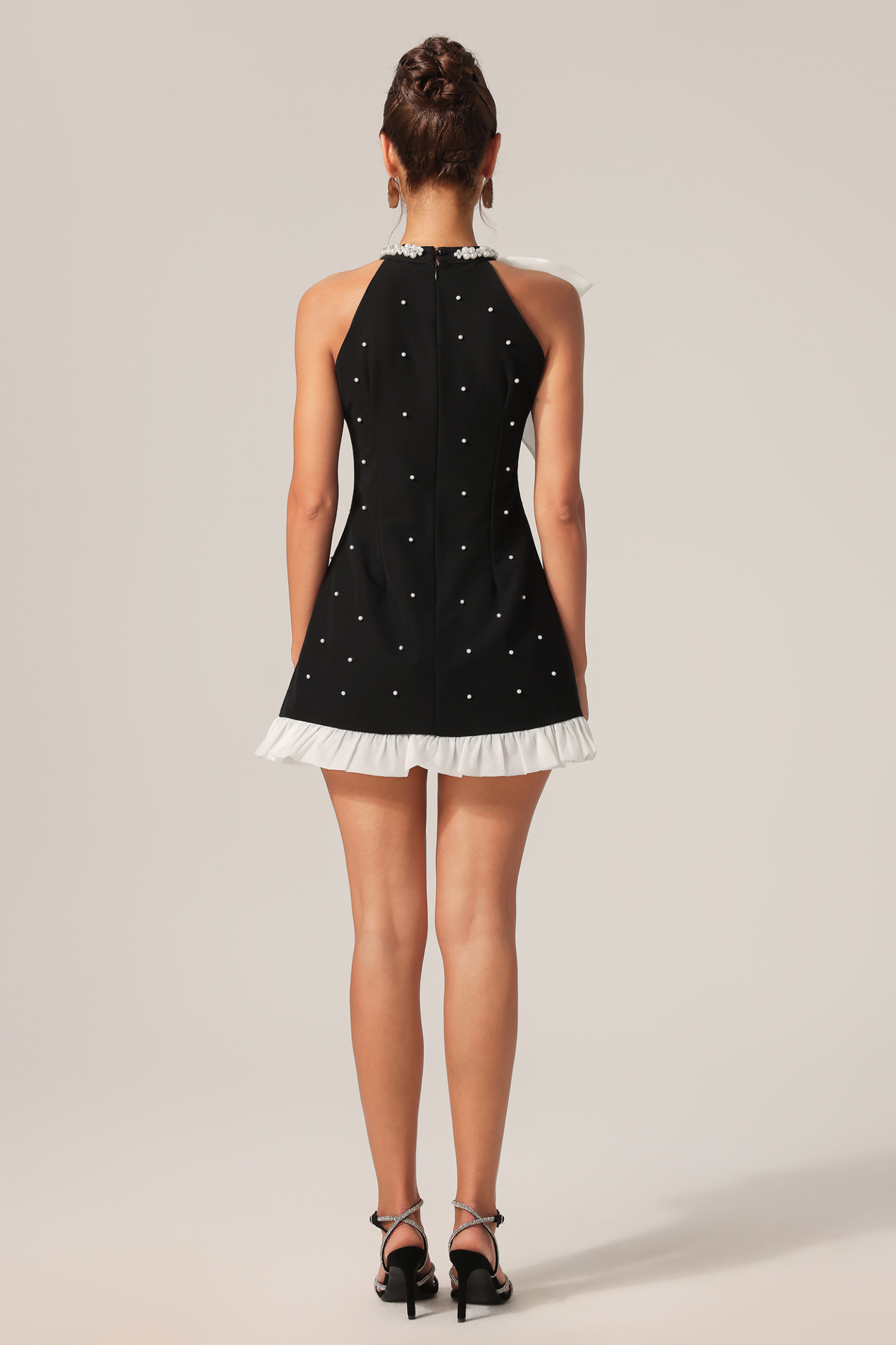 Karly Sleeveless Bowknot Pearl Mini Dress