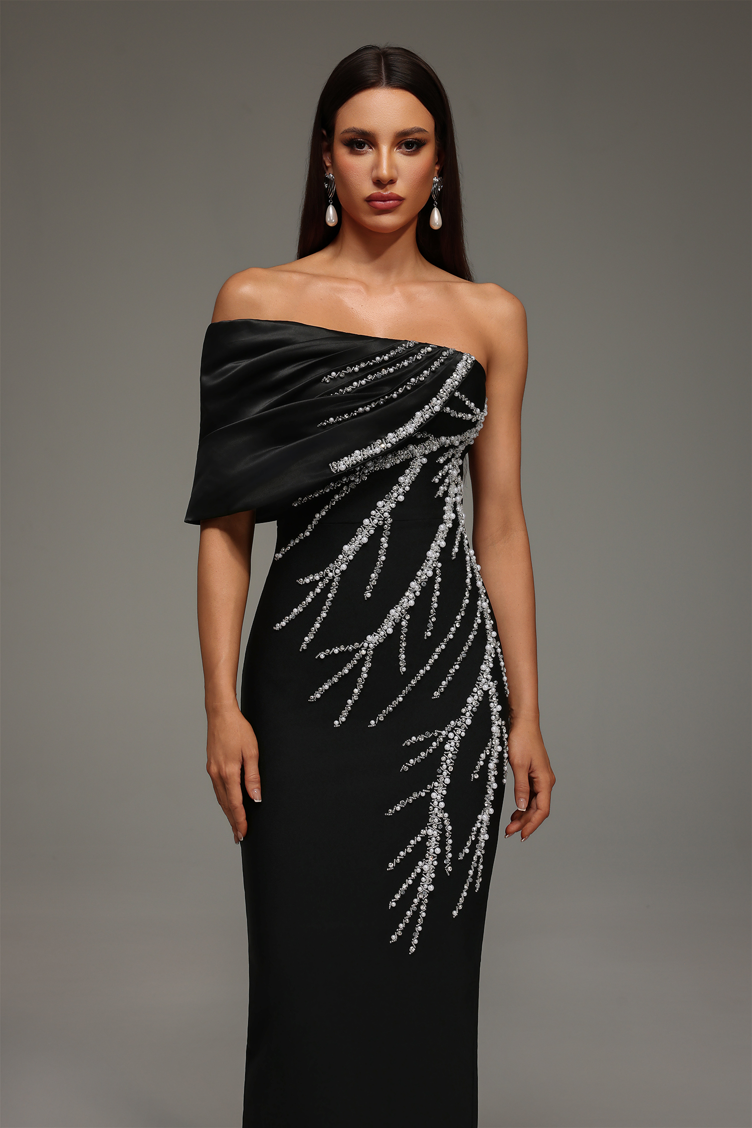 Dinah One Shoulder Sleeveless Diamond Bandage Maxi Dress
