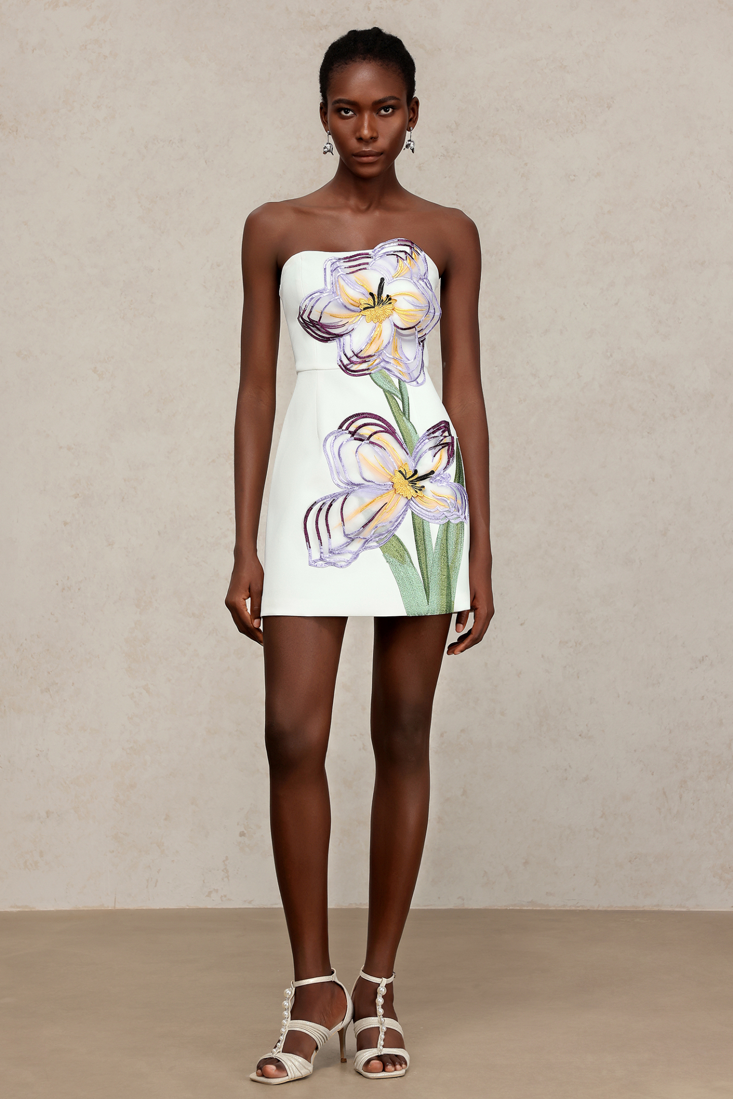 Eula Sleeveless Embroidery Flowers Mini Dress