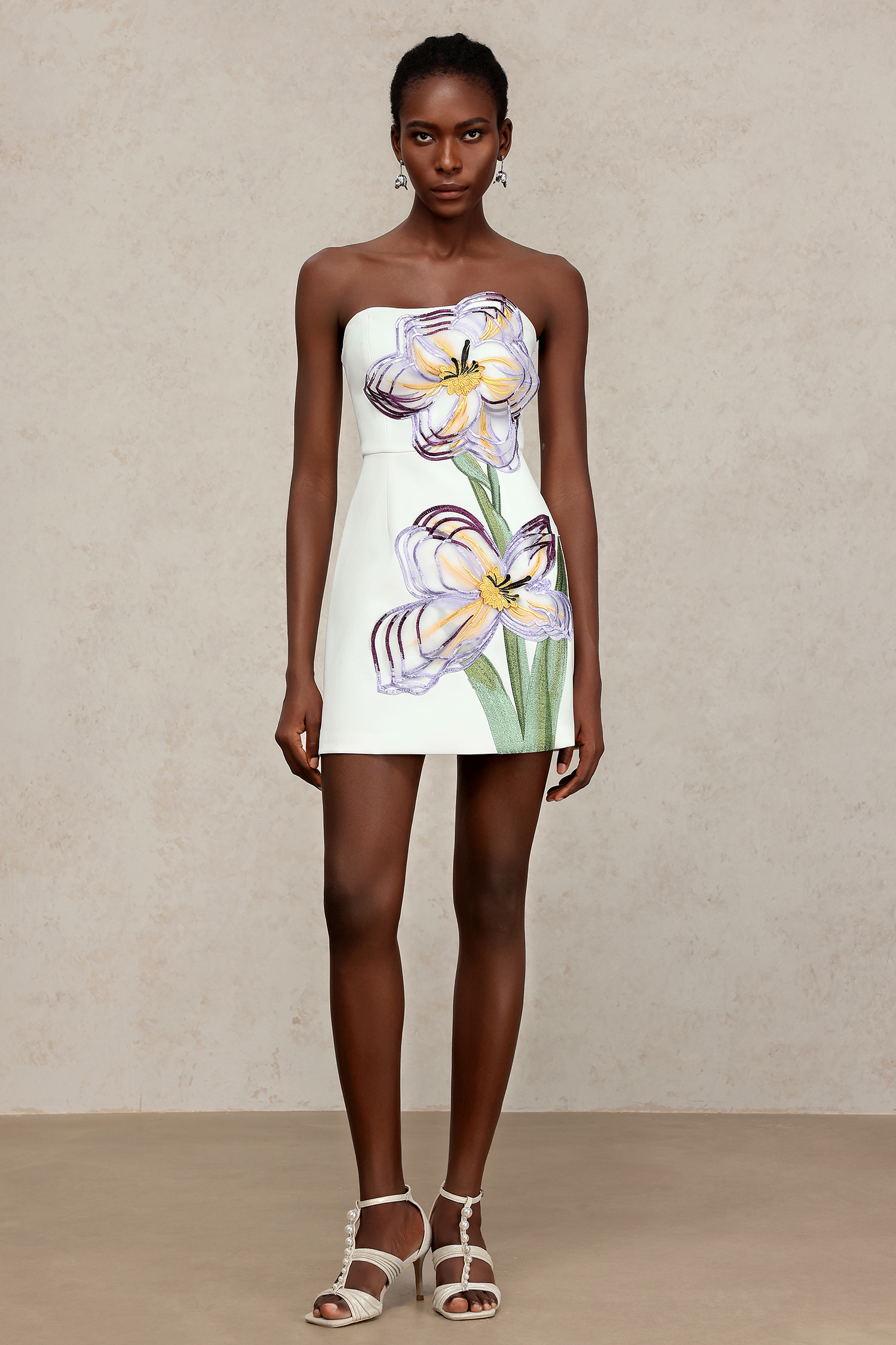 Eula Sleeveless Embroidery Flowers Mini Dress
