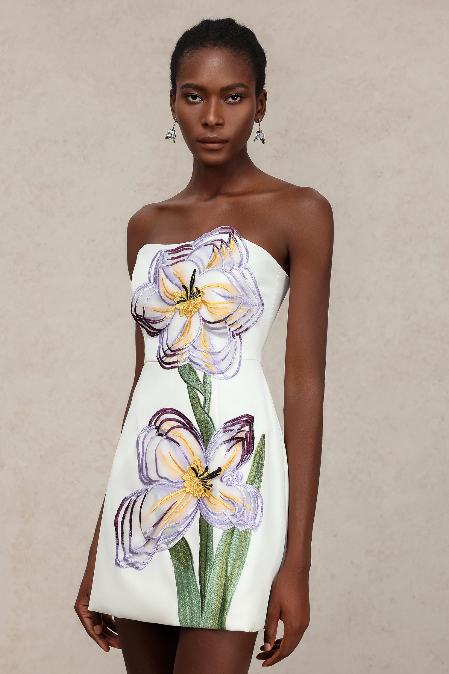 Eula Sleeveless Embroidery Flowers Mini Dress