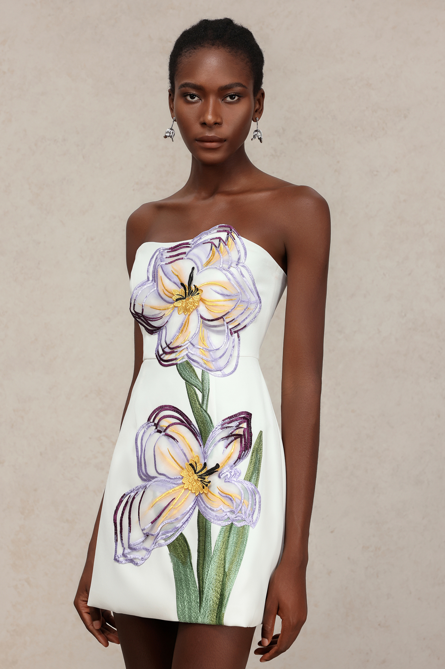 Eula Sleeveless Embroidery Flowers Mini Dress