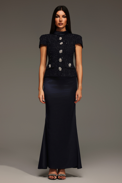 Antonia Short Sleeve Round Neck Maxi Two-Piece Set