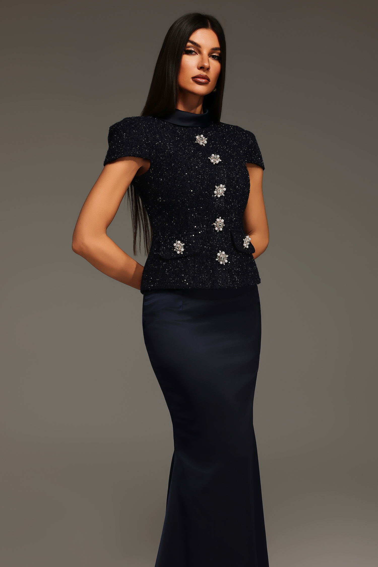 Antonia Short Sleeve Round Neck Maxi Two-Piece Set