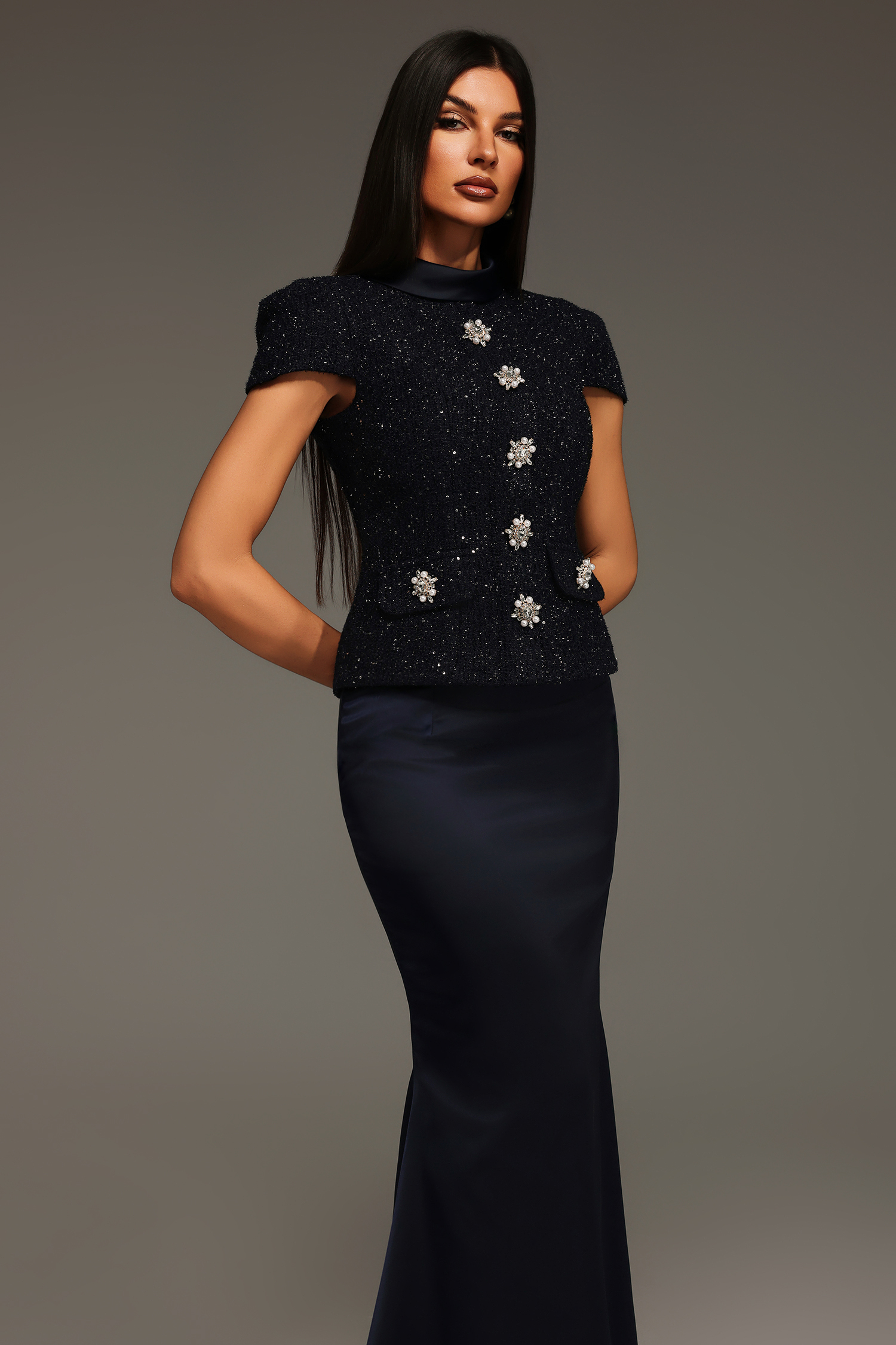 Antonia Short Sleeve Round Neck Maxi Two-Piece Set