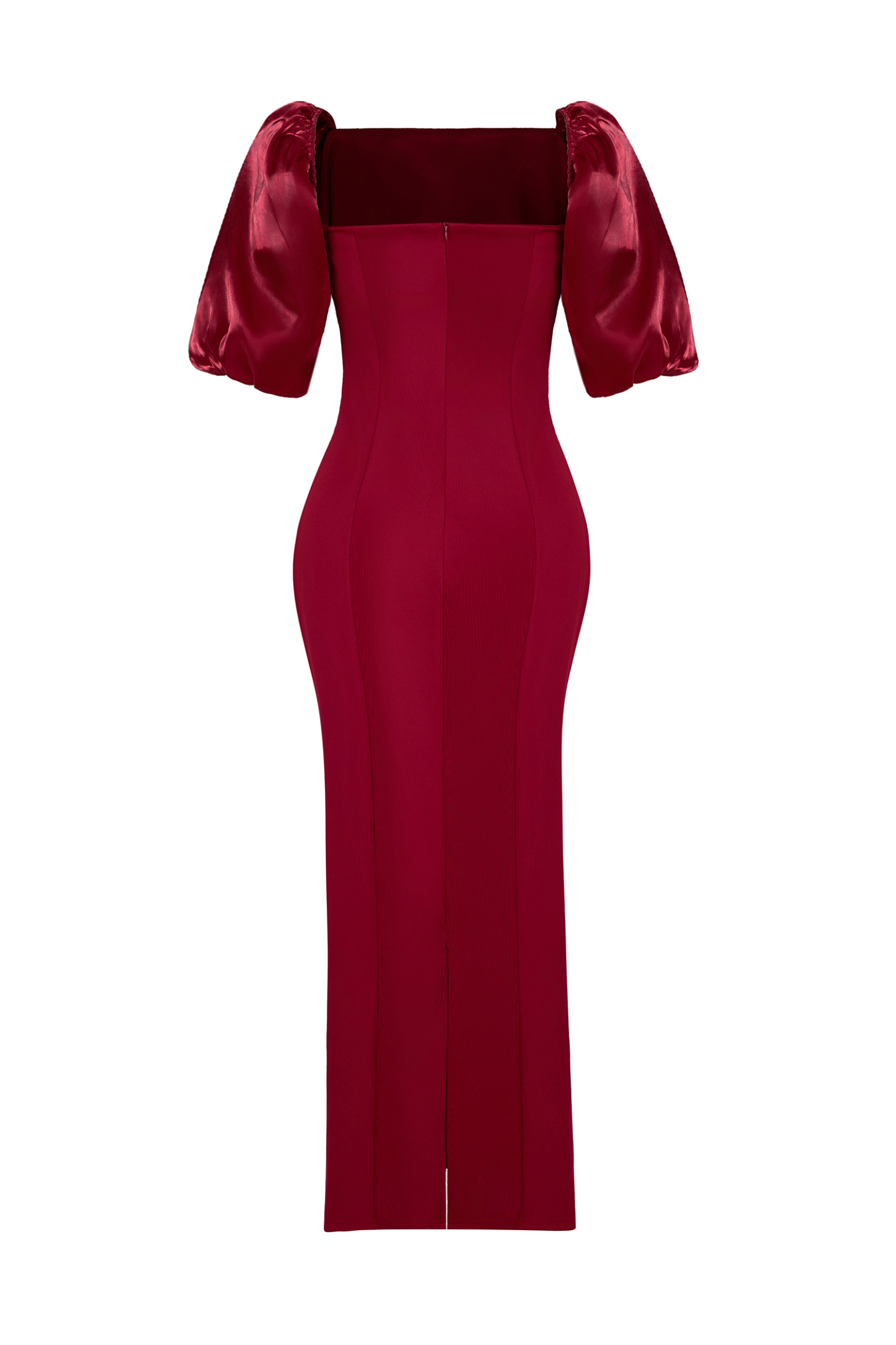 Hailey Faux Pearl Square Neck Puff Sleeve Midi Dress