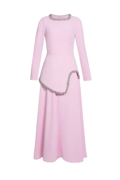 Yvonne Rhinestone Long Sleeve Midi Dress