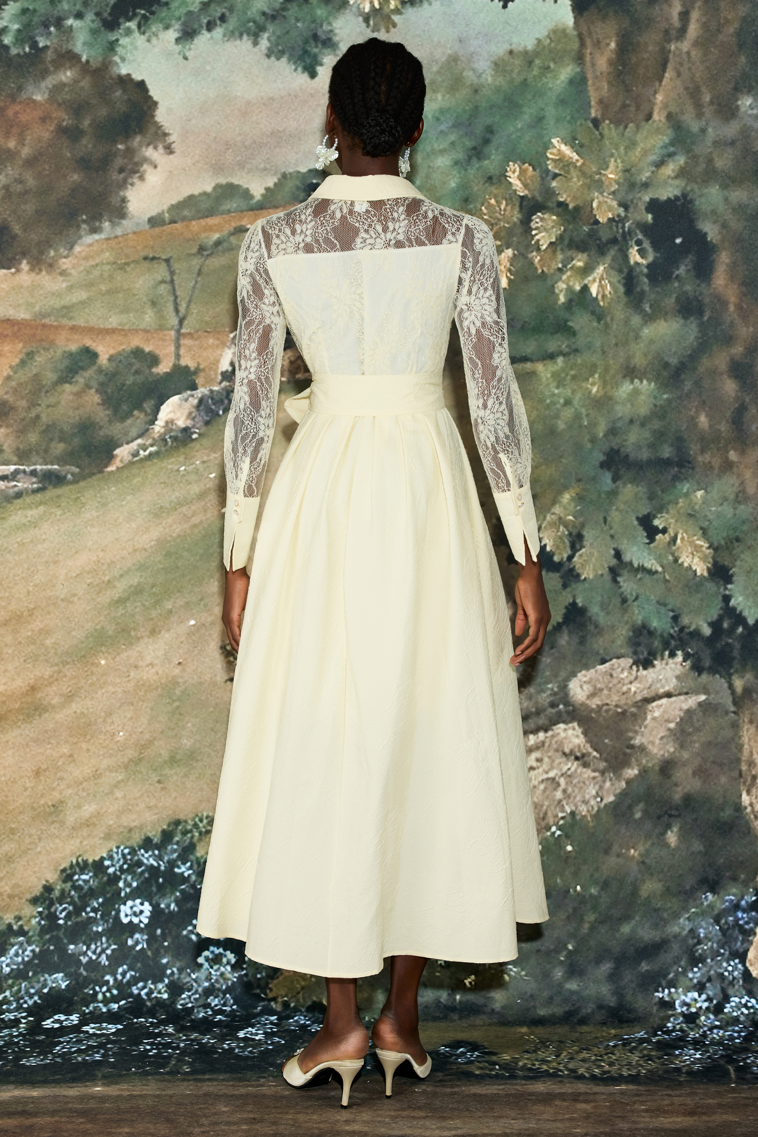 Haylee Lace Jacquard Nail Bead Embroidery Maxi Dress