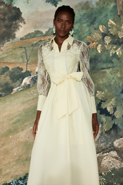 Haylee Lace Jacquard Nail Bead Embroidery Maxi Dress