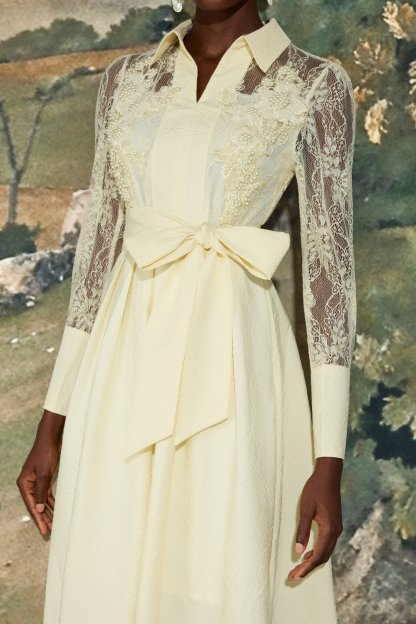 Haylee Lace Jacquard Nail Bead Embroidery Maxi Dress