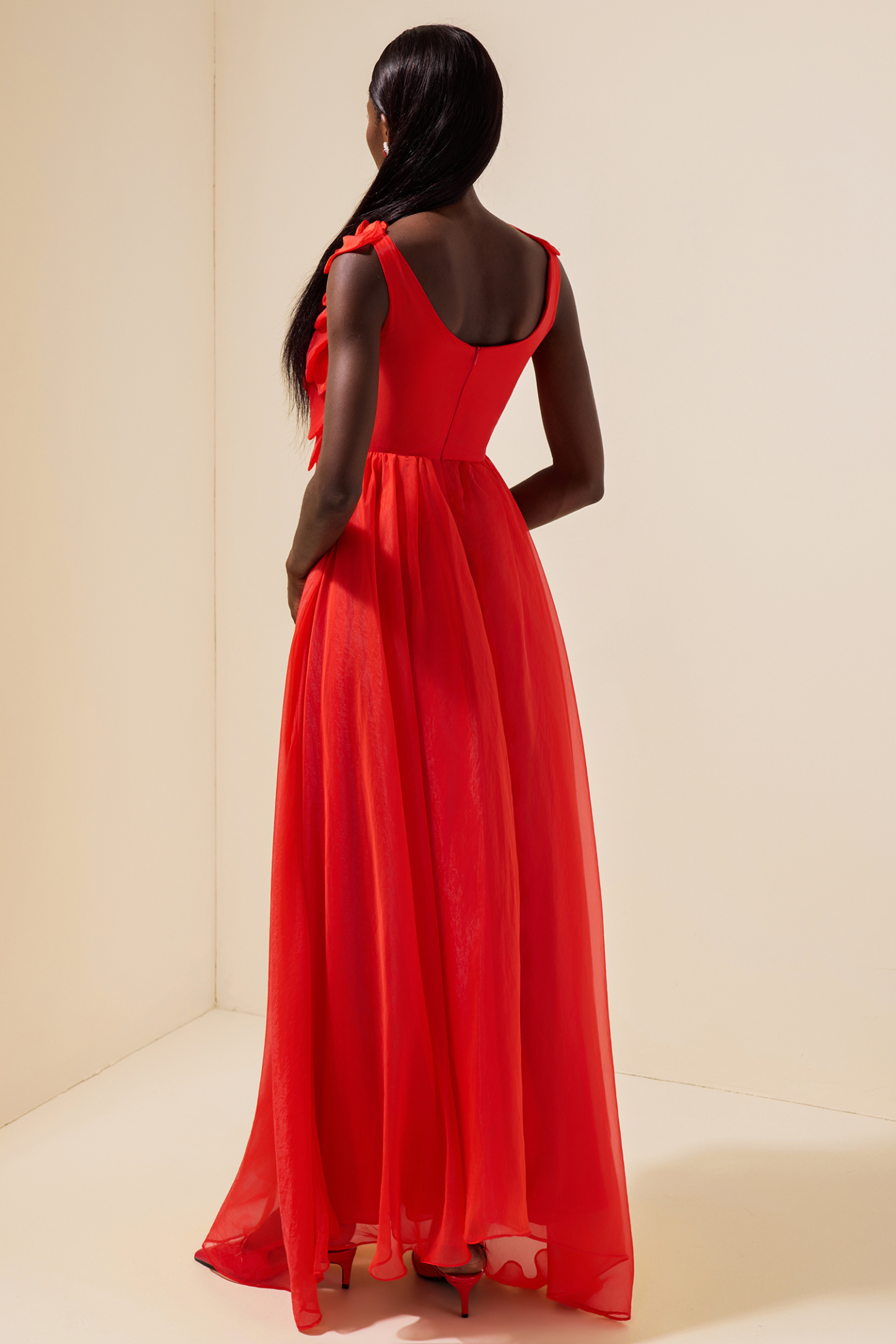 Martha Mesh 3D Flower Maxi Dress