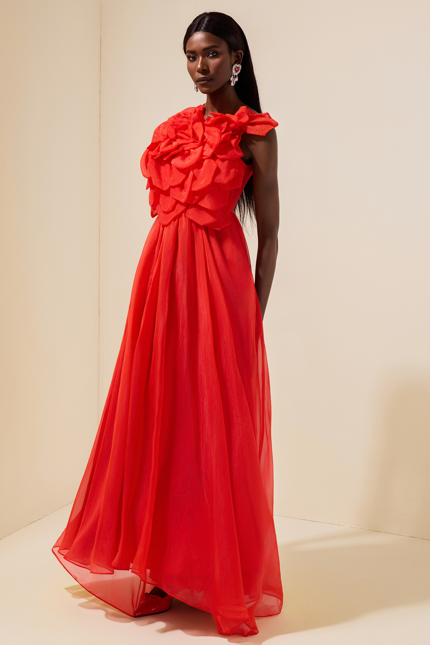 Martha Mesh 3D Flower Maxi Dress