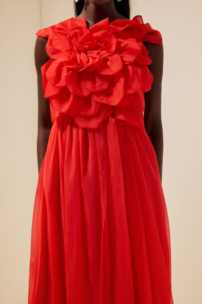 Martha Mesh 3D Flower Maxi Dress