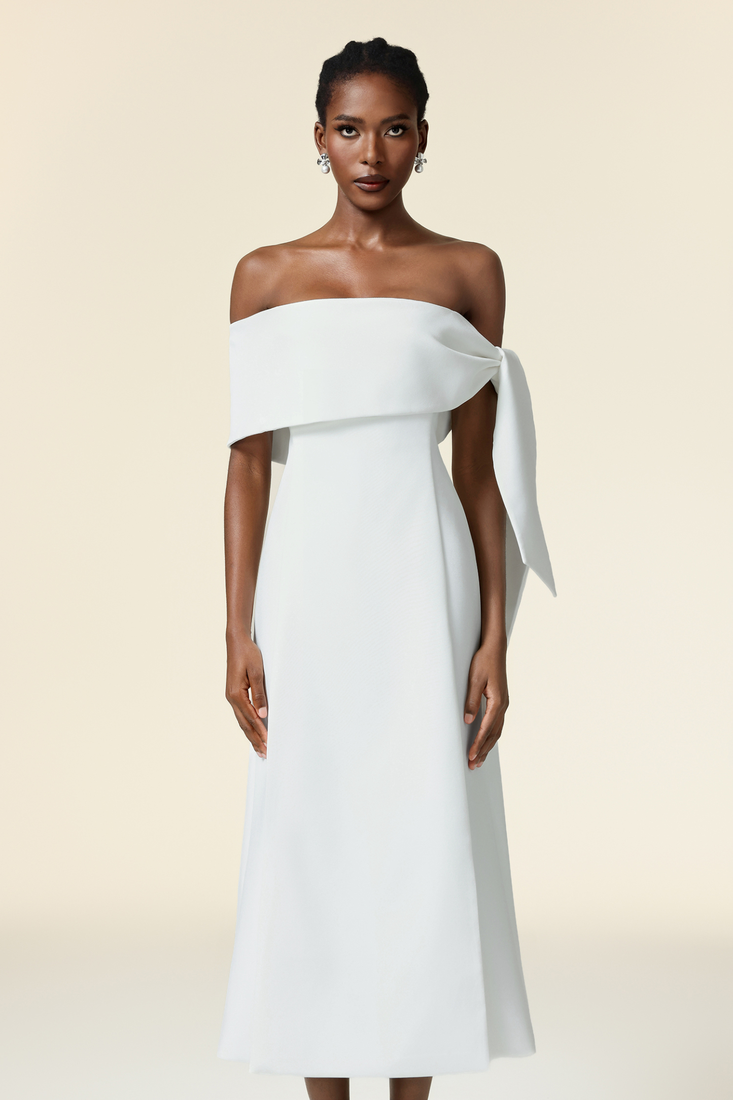 Vivian Off-The-Shoulder Sleeveless Asymmetric Maxi Dress