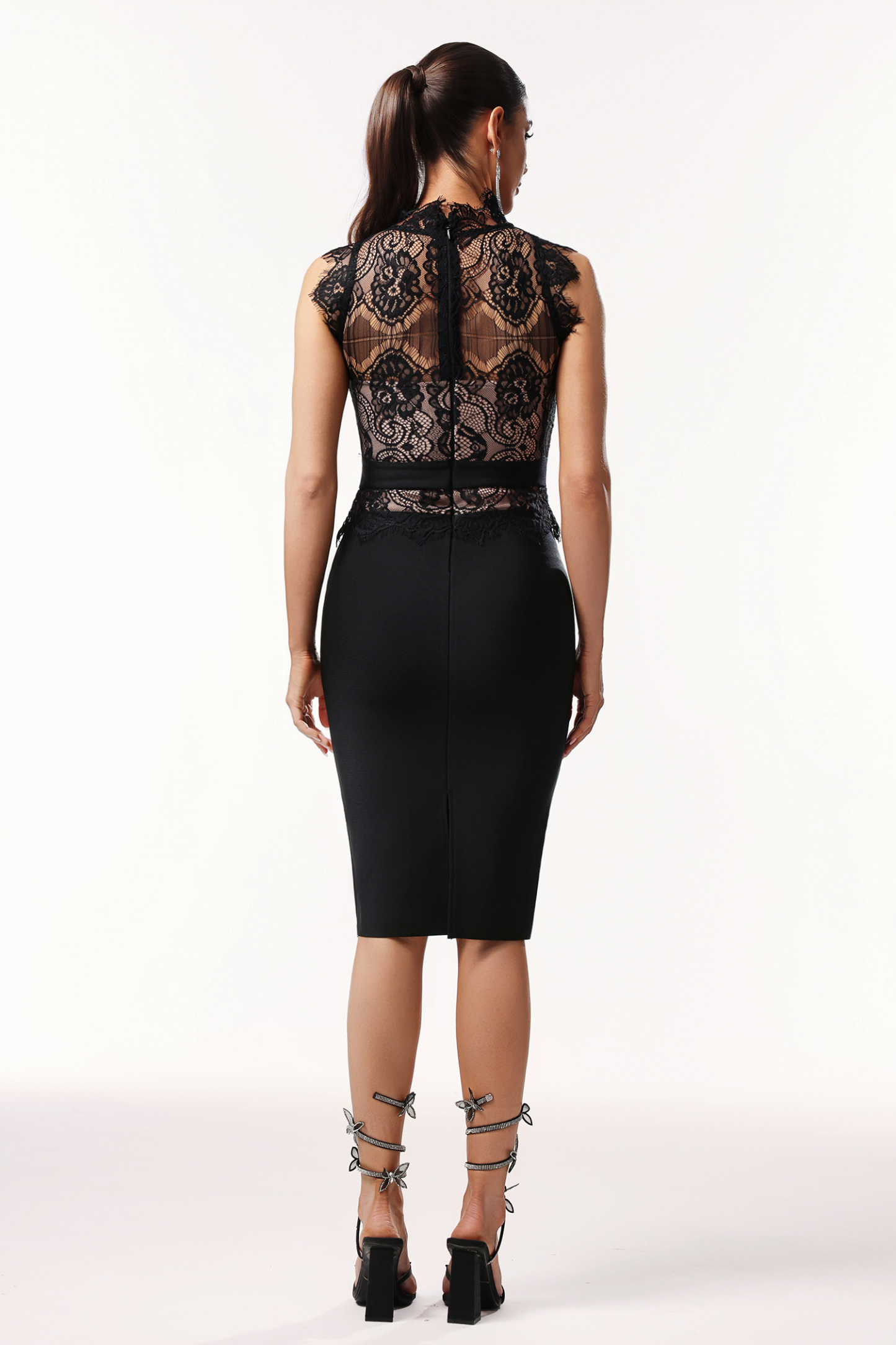 Iris Sleeveless Lace Bandage Midi Dress