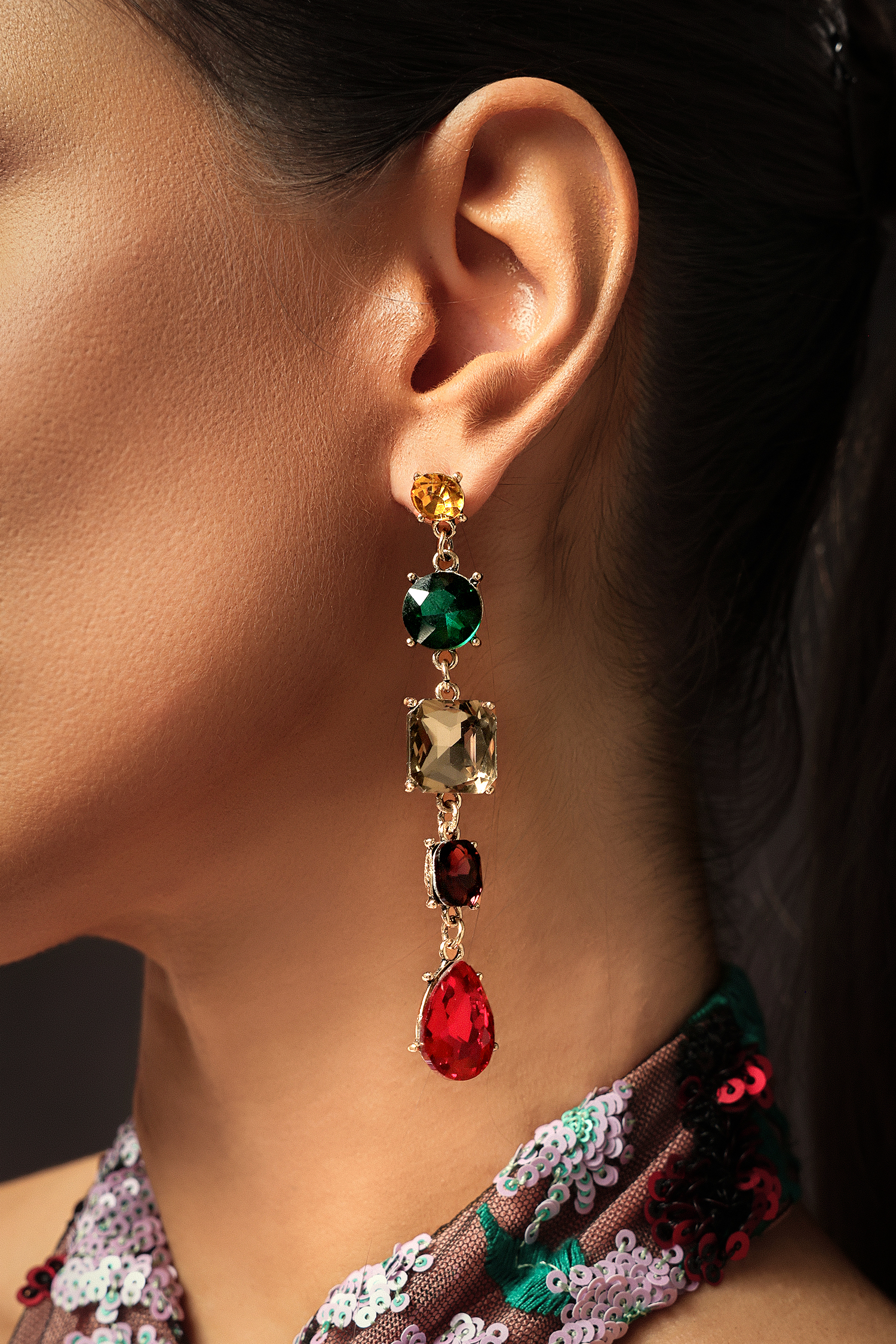 Keisha Geometry Square Diamond Earrings