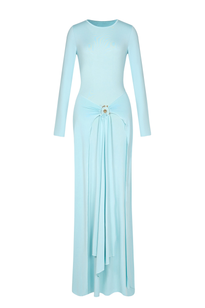 Kamryn Jersey Knotted Metal Button Maxi Dress