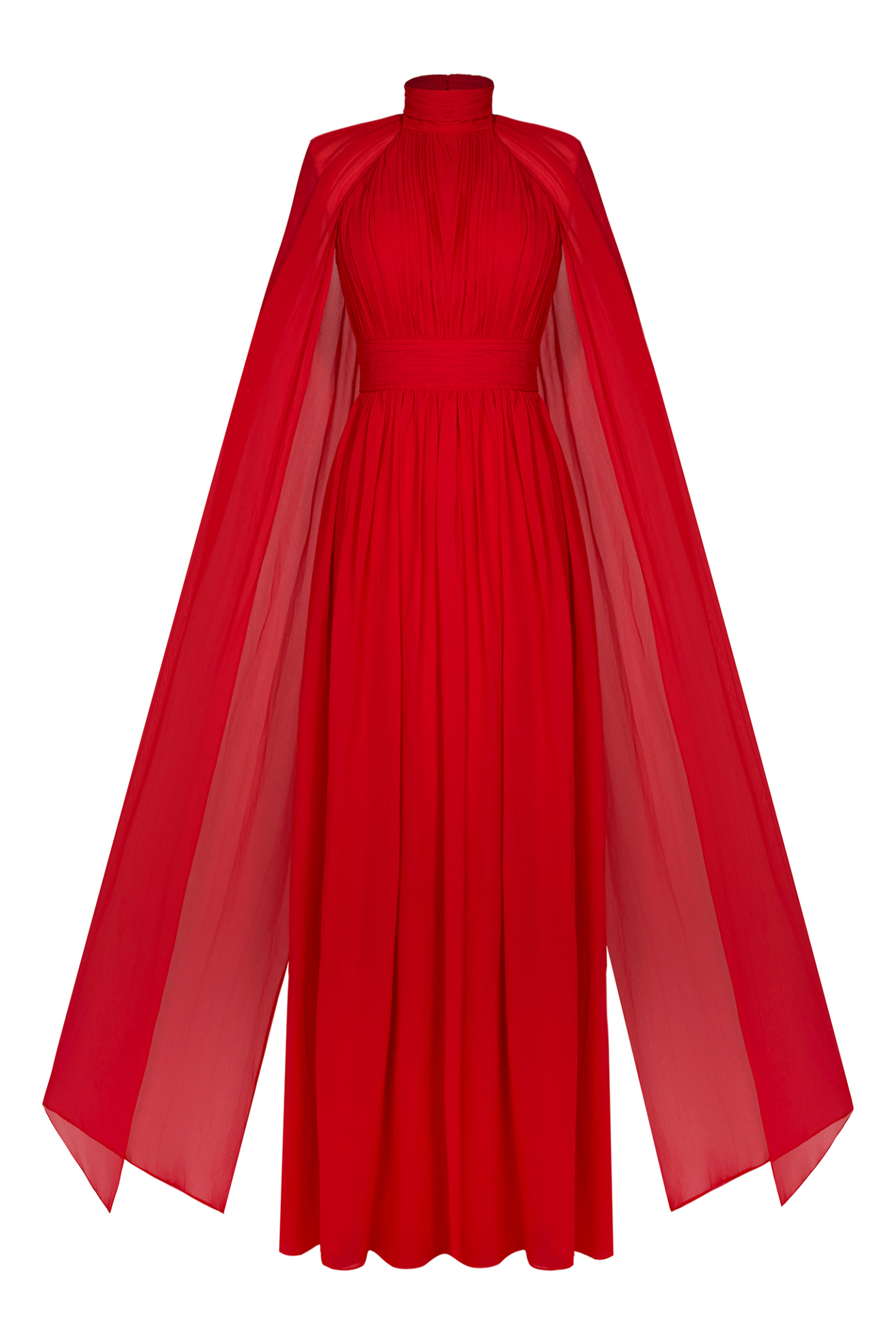 Tracy Chiffon Pleated Cape Sleeve Maxi Dress