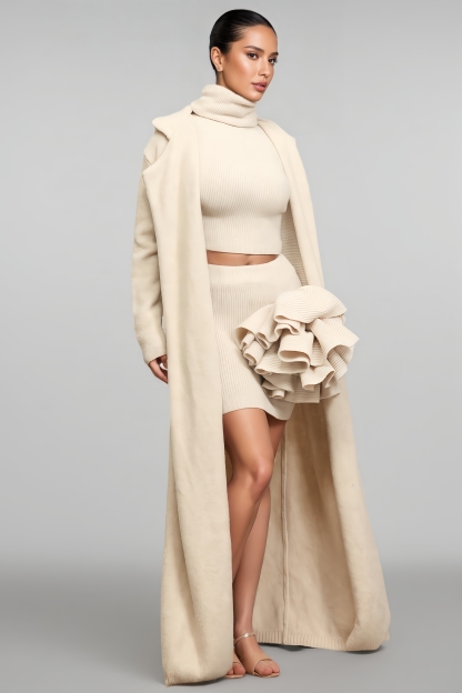 Laura Long-Sleeves Flower Three-Piece Set