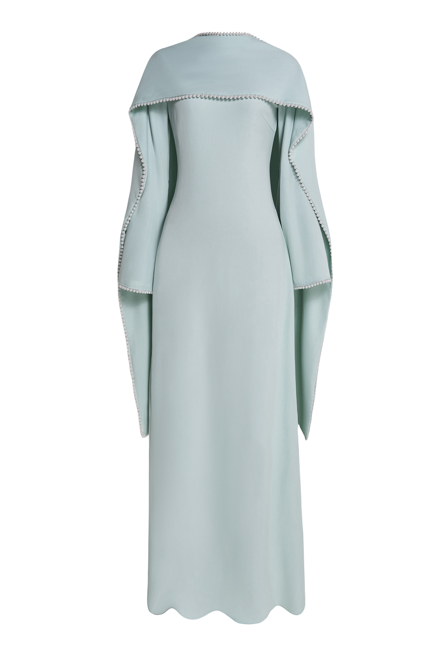 Wendy Pearl Bell Sleeve Maxi Dress With Cape