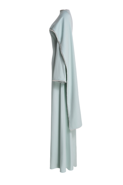 Wendy Pearl Bell Sleeve Maxi Dress With Cape
