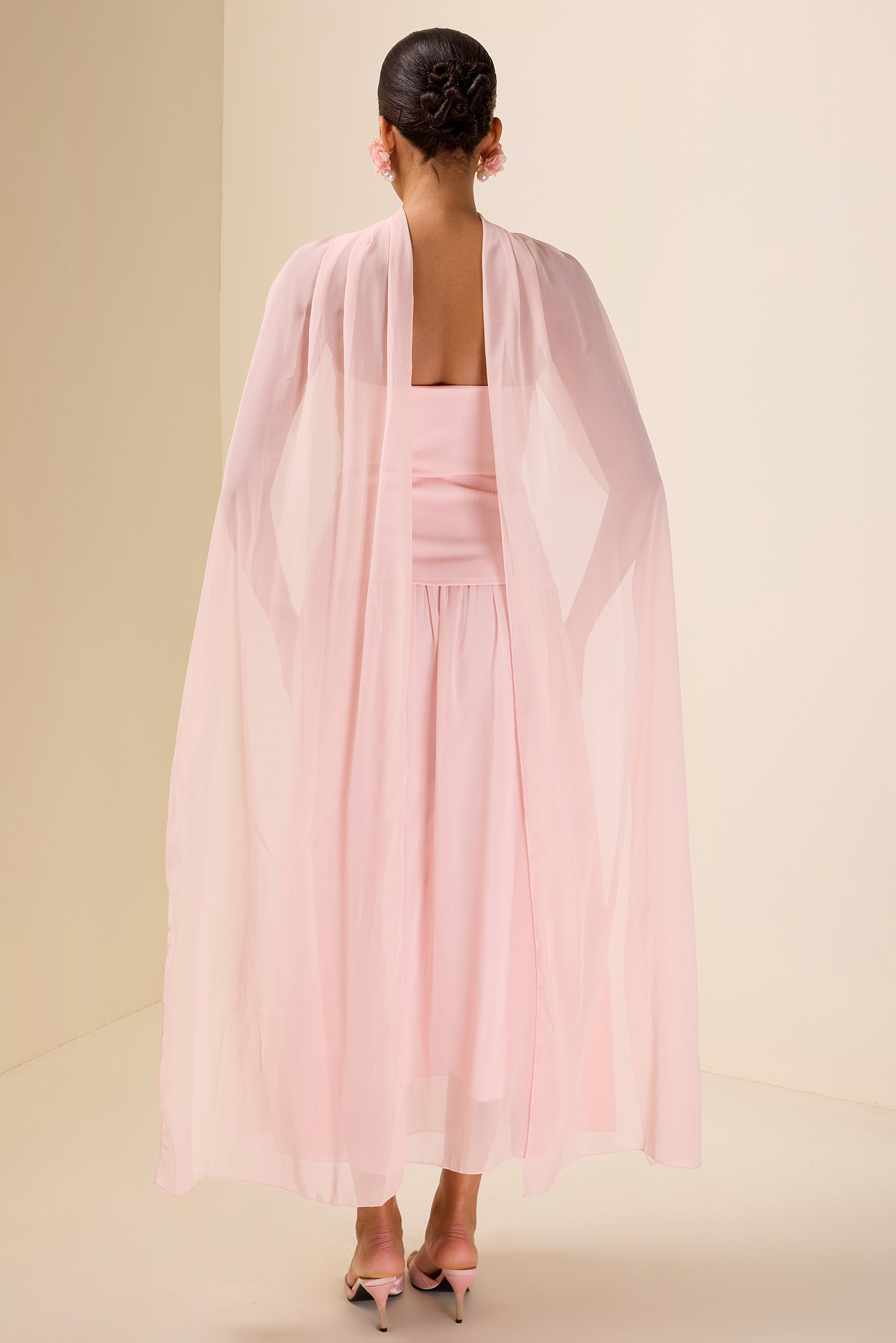 Kay Sequin Embroidered Chiffon Midi Dress