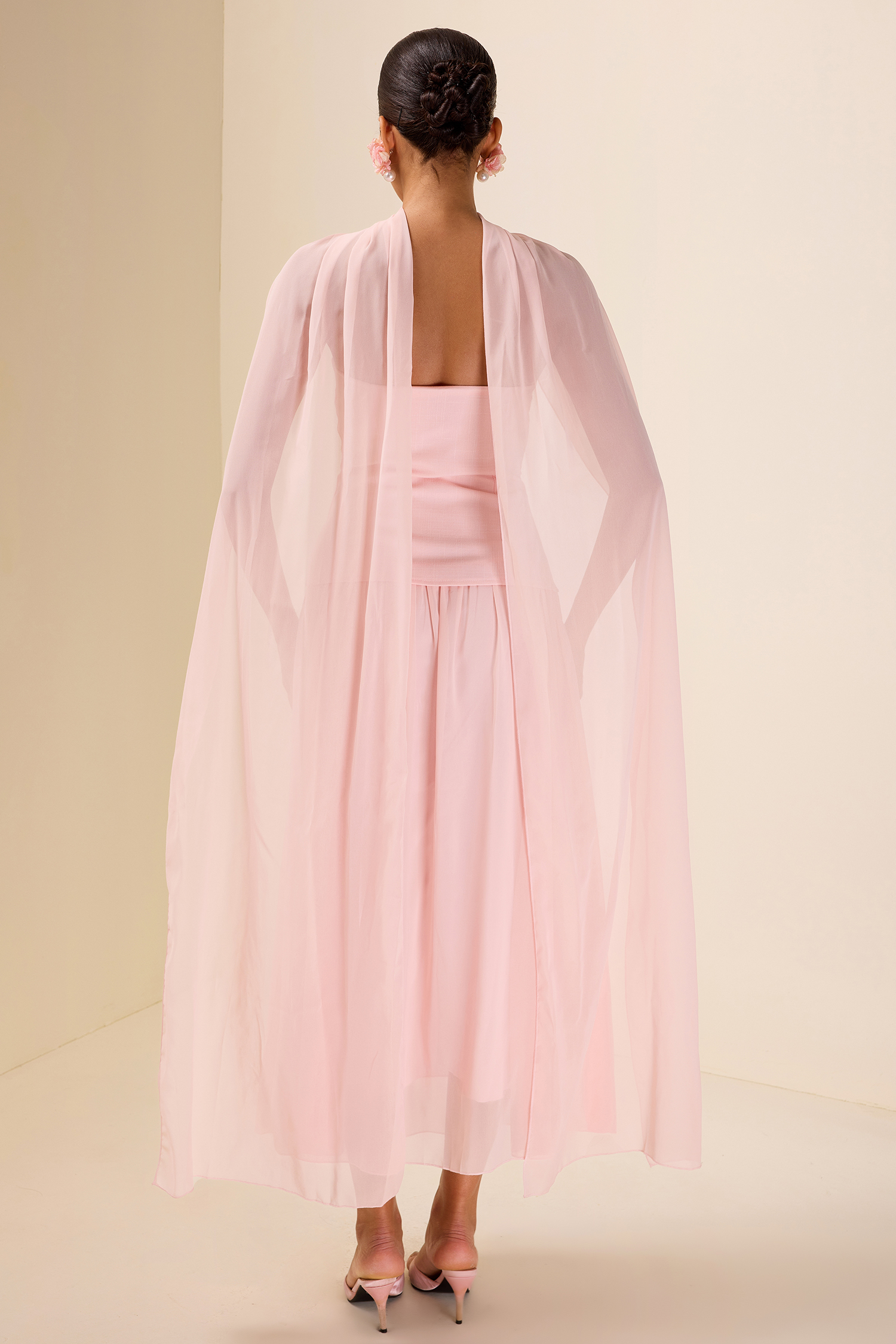 Kay Sequin Embroidered Chiffon Midi Dress