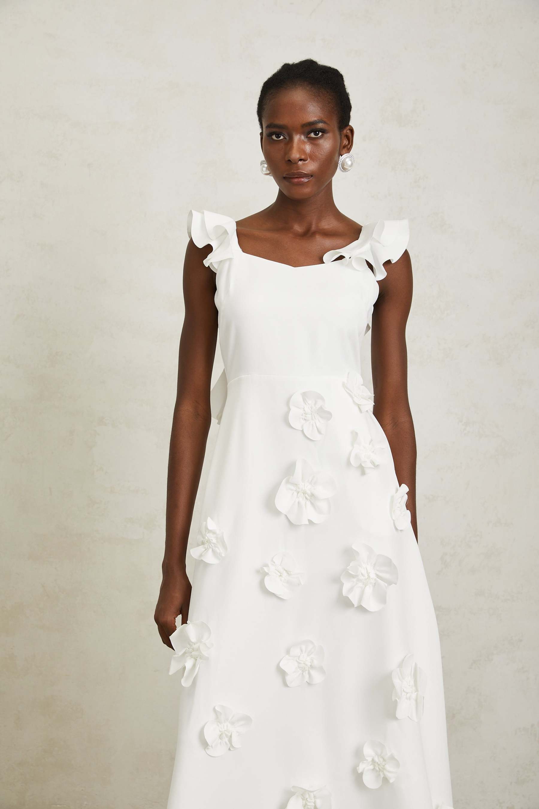 Sylvia 3D Flower Frill Sleeveless Maxi Dress