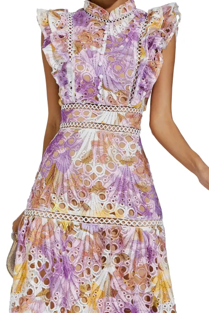 Farrah Purple Hollow Sleeveless Midi Dress