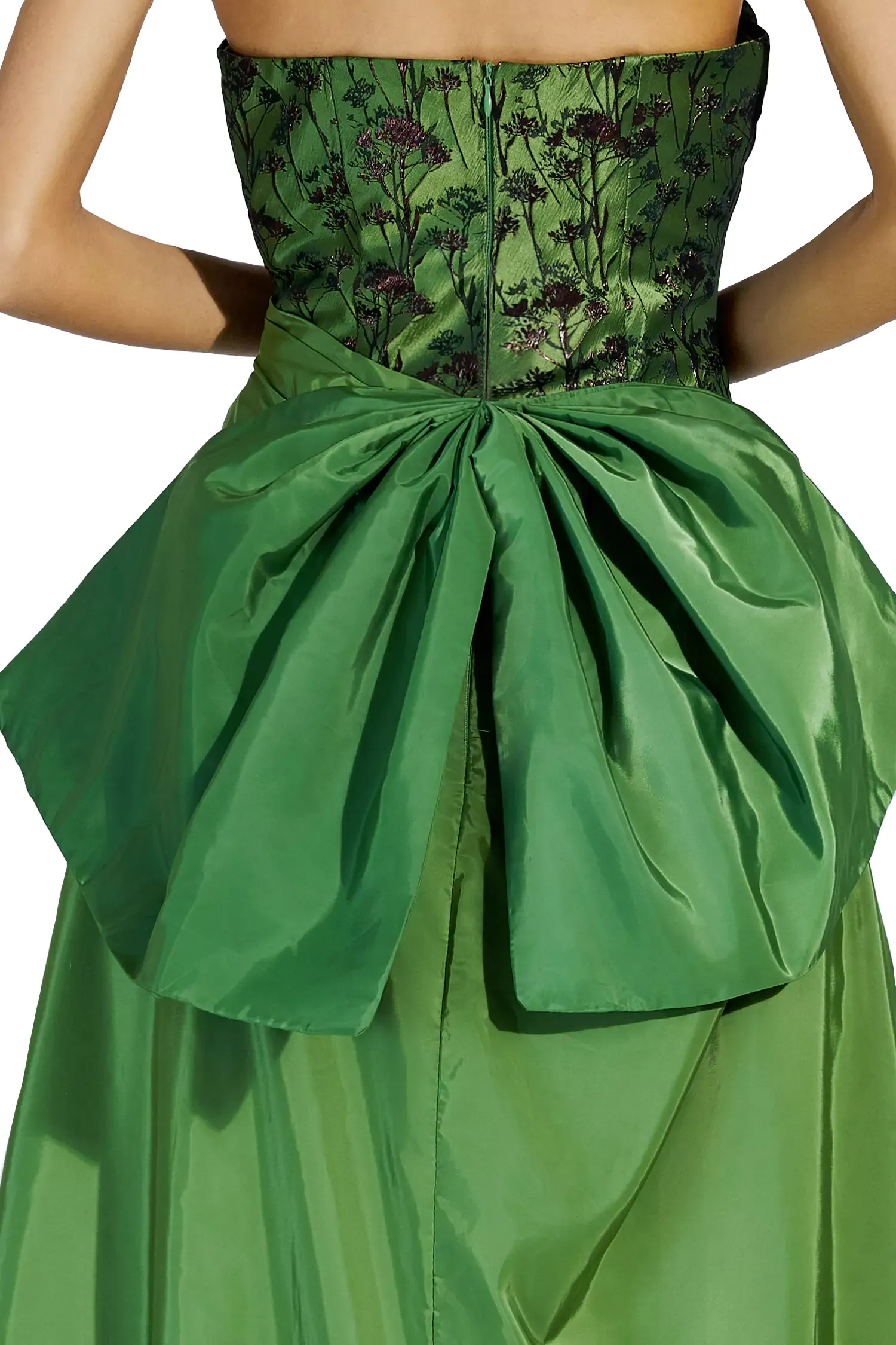 Gemma Green Ruched Off-shoulder Dress